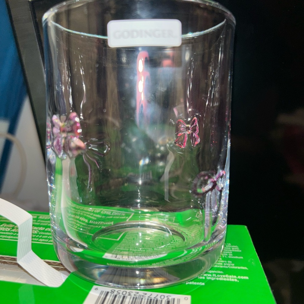 Godinger Glass with Pink Bow Accents